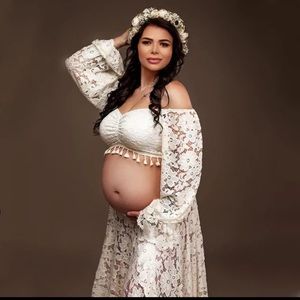 2 in 1 Boho Maternity Photography Outfit Dress Bohemian